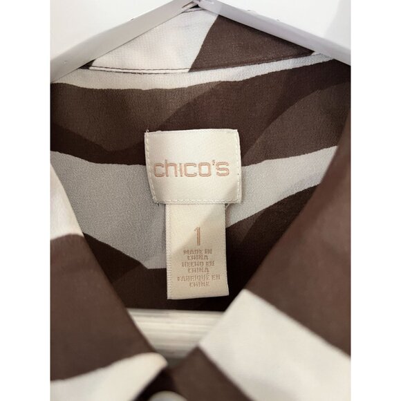 Chico's Womens Zebra Print Sleeveless Button Down Tunic Shirt Dress Size 1 Brown - Picture 3 of 12